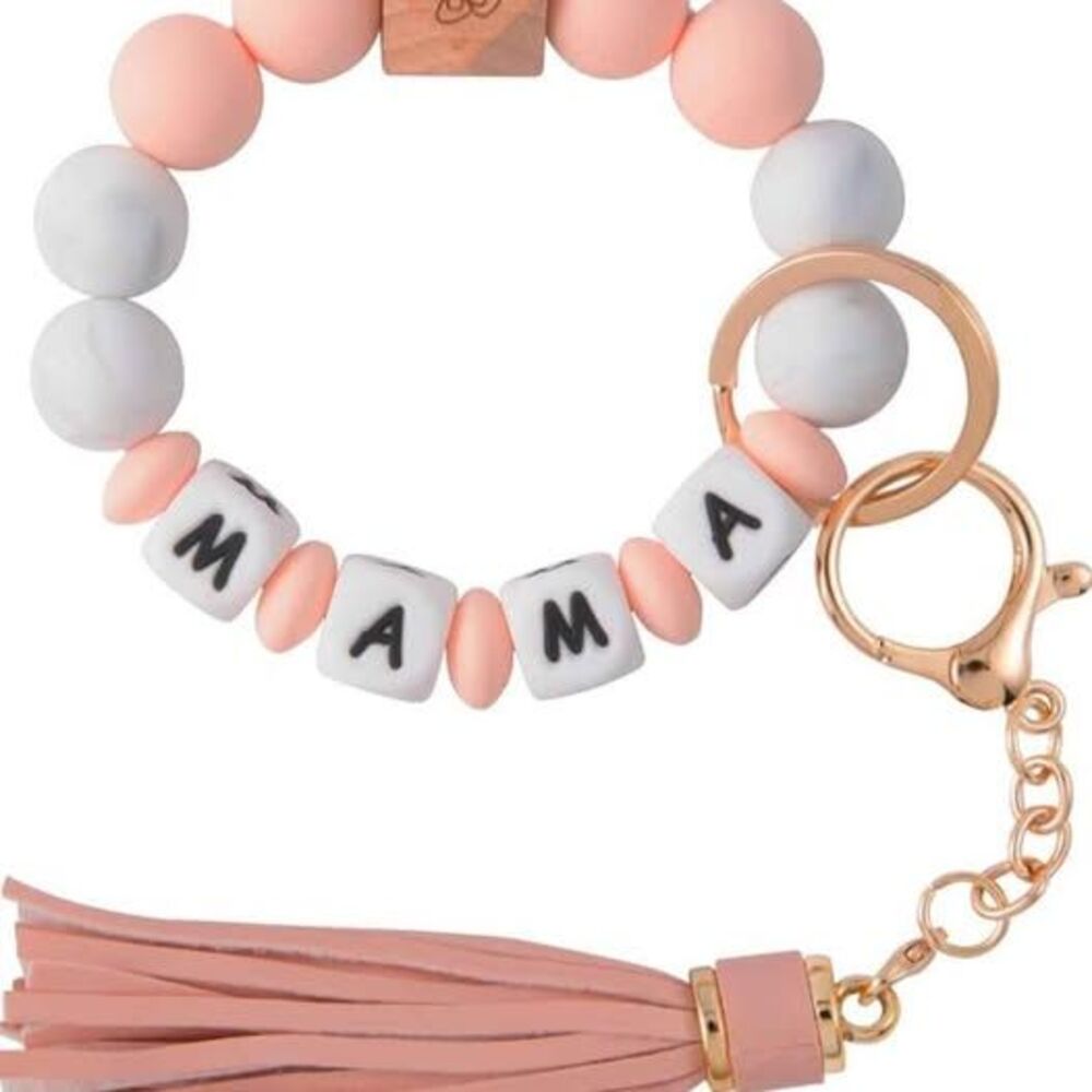 Silicone mama Beaded keychain Wristlet